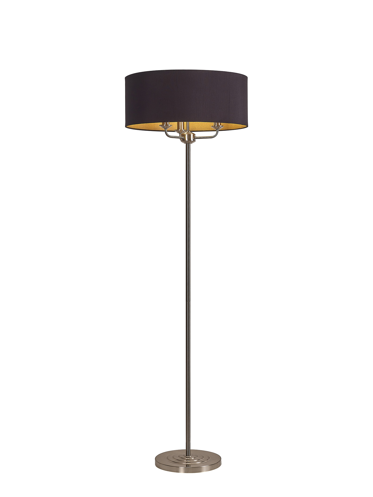 DK0933  Banyan 45cm 3 Light Floor Lamp Satin Nickel; Midnight Black